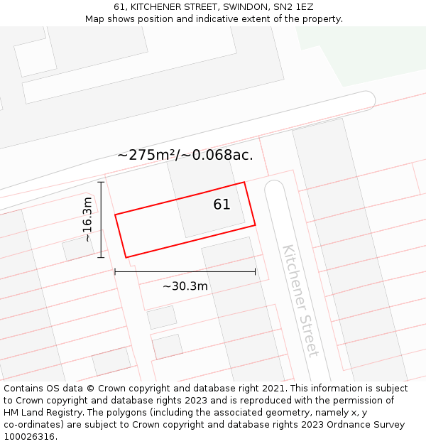 61, KITCHENER STREET, SWINDON, SN2 1EZ: Plot and title map