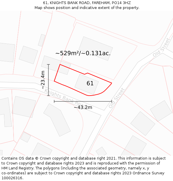 61, KNIGHTS BANK ROAD, FAREHAM, PO14 3HZ: Plot and title map