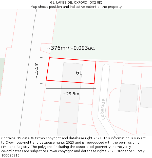 61, LAKESIDE, OXFORD, OX2 8JQ: Plot and title map