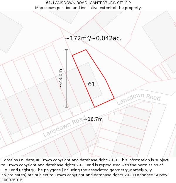 61, LANSDOWN ROAD, CANTERBURY, CT1 3JP: Plot and title map