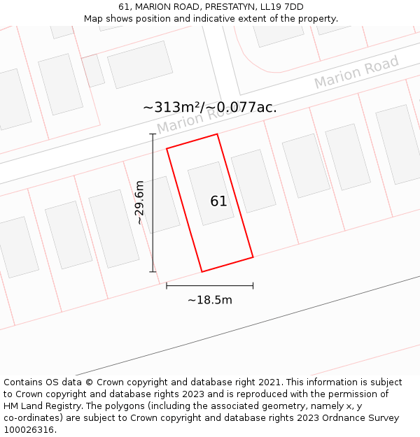 61, MARION ROAD, PRESTATYN, LL19 7DD: Plot and title map