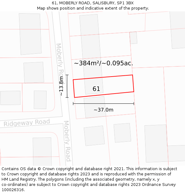 61, MOBERLY ROAD, SALISBURY, SP1 3BX: Plot and title map