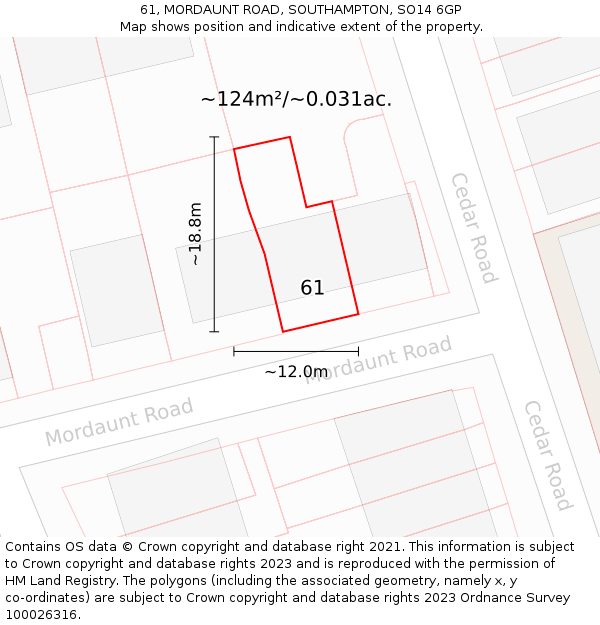 61, MORDAUNT ROAD, SOUTHAMPTON, SO14 6GP: Plot and title map