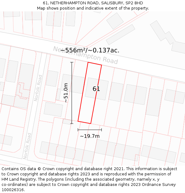 61, NETHERHAMPTON ROAD, SALISBURY, SP2 8HD: Plot and title map