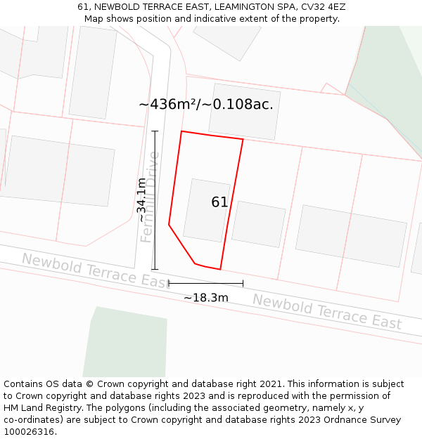 61, NEWBOLD TERRACE EAST, LEAMINGTON SPA, CV32 4EZ: Plot and title map