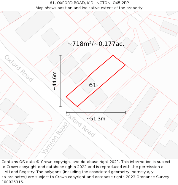 61, OXFORD ROAD, KIDLINGTON, OX5 2BP: Plot and title map