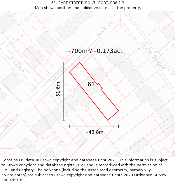 61, PART STREET, SOUTHPORT, PR8 1JB: Plot and title map