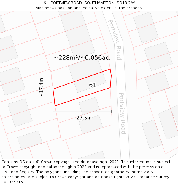 61, PORTVIEW ROAD, SOUTHAMPTON, SO18 2AY: Plot and title map