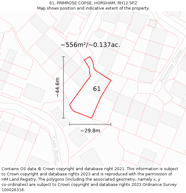 61, PRIMROSE COPSE, HORSHAM, RH12 5PZ: Plot and title map