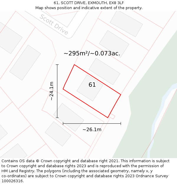 61, SCOTT DRIVE, EXMOUTH, EX8 3LF: Plot and title map