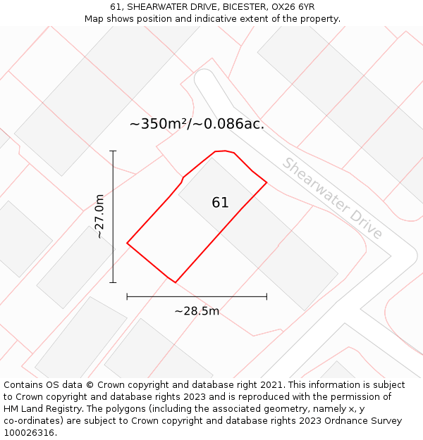 61, SHEARWATER DRIVE, BICESTER, OX26 6YR: Plot and title map