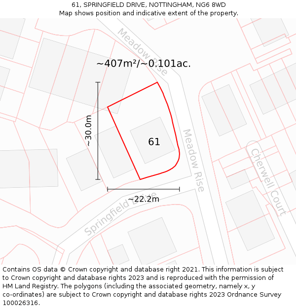 61, SPRINGFIELD DRIVE, NOTTINGHAM, NG6 8WD: Plot and title map