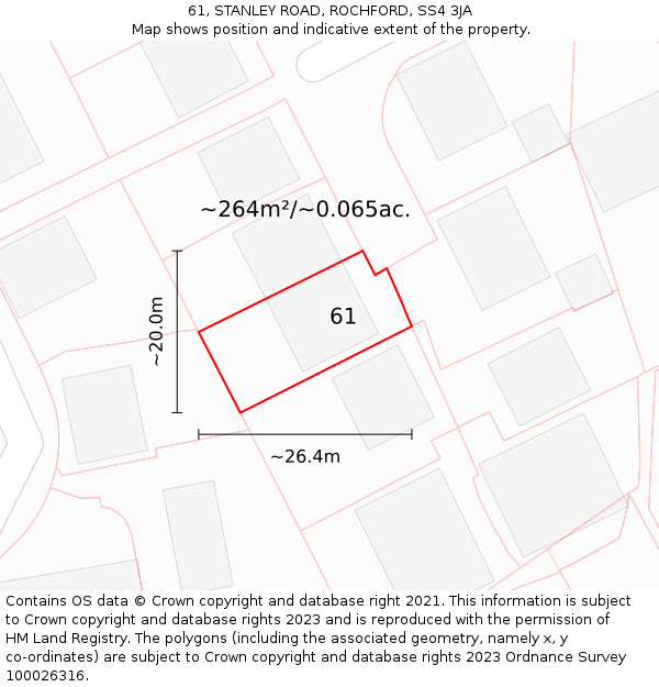 61, STANLEY ROAD, ROCHFORD, SS4 3JA: Plot and title map