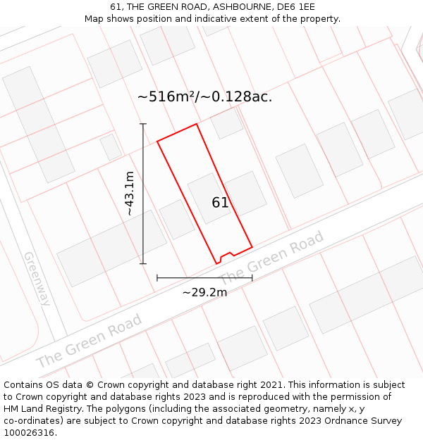 61, THE GREEN ROAD, ASHBOURNE, DE6 1EE: Plot and title map