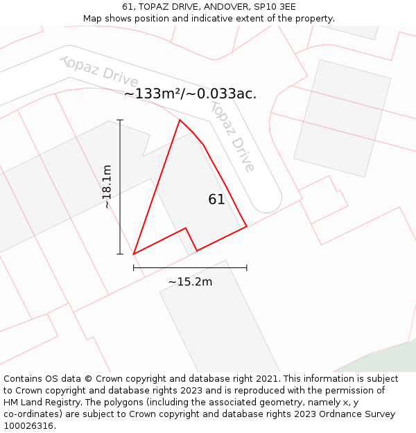 61, TOPAZ DRIVE, ANDOVER, SP10 3EE: Plot and title map