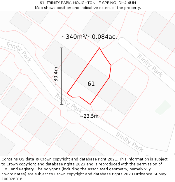 61, TRINITY PARK, HOUGHTON LE SPRING, DH4 4UN: Plot and title map