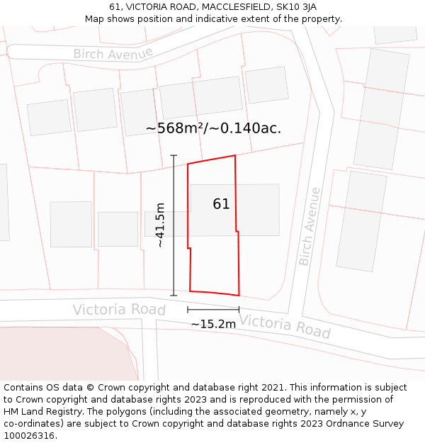 61, VICTORIA ROAD, MACCLESFIELD, SK10 3JA: Plot and title map