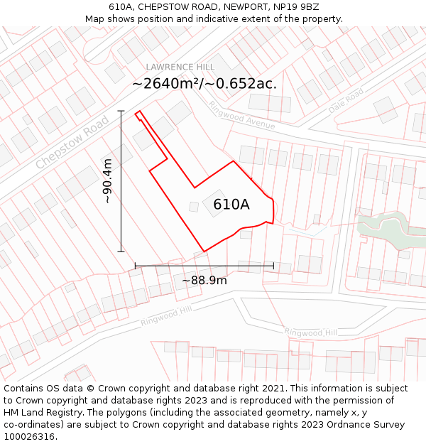 610A, CHEPSTOW ROAD, NEWPORT, NP19 9BZ: Plot and title map