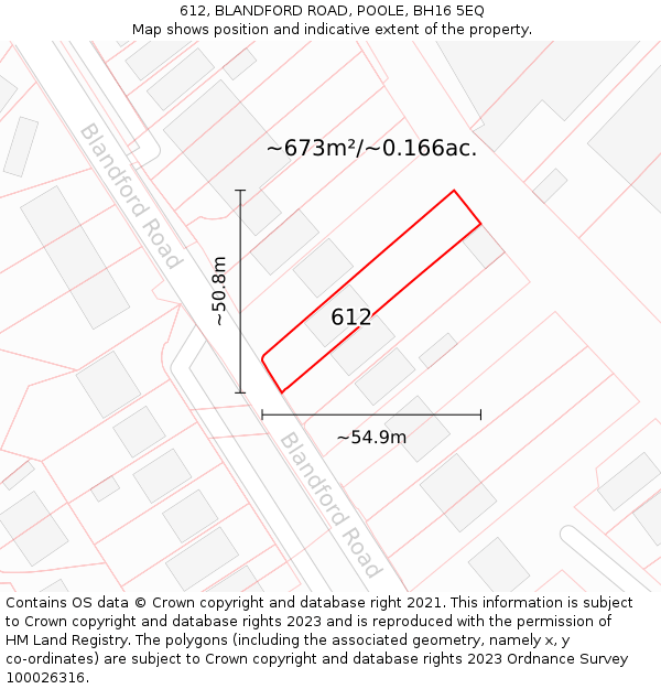 612, BLANDFORD ROAD, POOLE, BH16 5EQ: Plot and title map