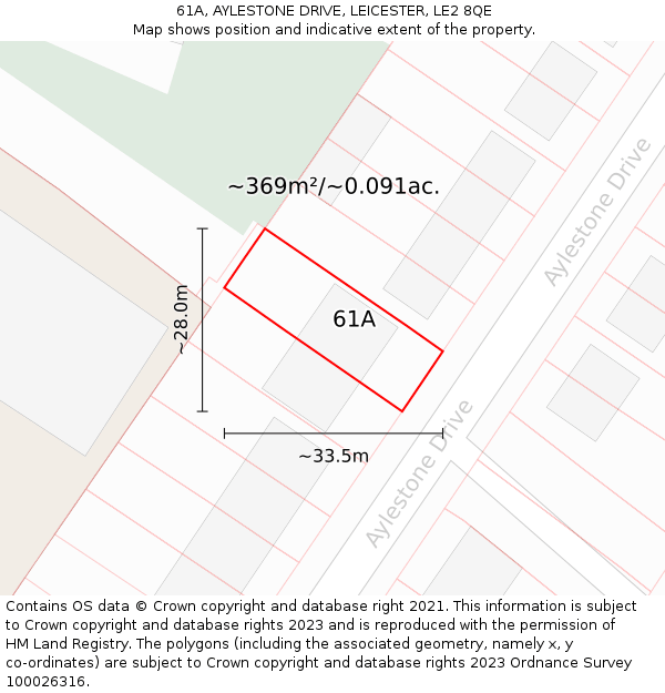 61A, AYLESTONE DRIVE, LEICESTER, LE2 8QE: Plot and title map