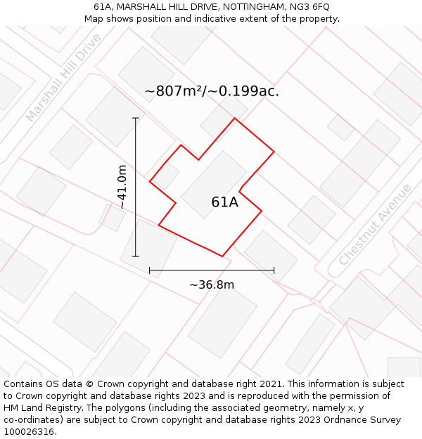 61A, MARSHALL HILL DRIVE, NOTTINGHAM, NG3 6FQ: Plot and title map