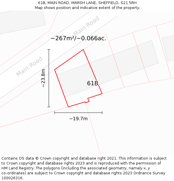 61B, MAIN ROAD, MARSH LANE, SHEFFIELD, S21 5RH: Plot and title map