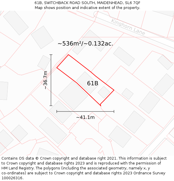 61B, SWITCHBACK ROAD SOUTH, MAIDENHEAD, SL6 7QF: Plot and title map