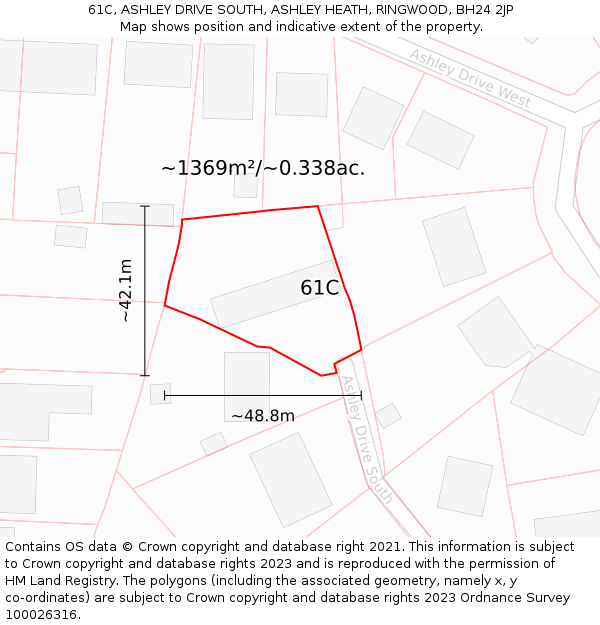 61C, ASHLEY DRIVE SOUTH, ASHLEY HEATH, RINGWOOD, BH24 2JP: Plot and title map