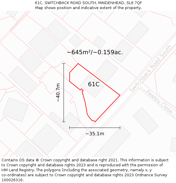 61C, SWITCHBACK ROAD SOUTH, MAIDENHEAD, SL6 7QF: Plot and title map