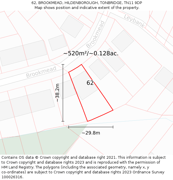 62, BROOKMEAD, HILDENBOROUGH, TONBRIDGE, TN11 9DP: Plot and title map