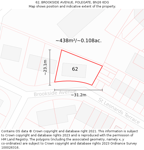62, BROOKSIDE AVENUE, POLEGATE, BN26 6DG: Plot and title map