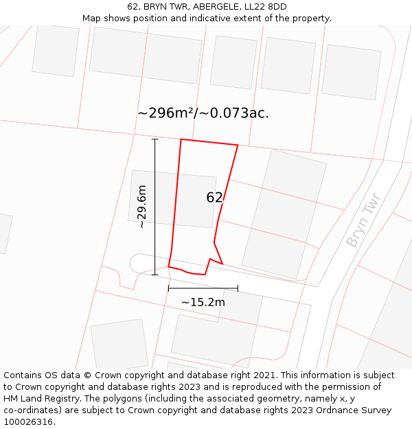 62, BRYN TWR, ABERGELE, LL22 8DD: Plot and title map