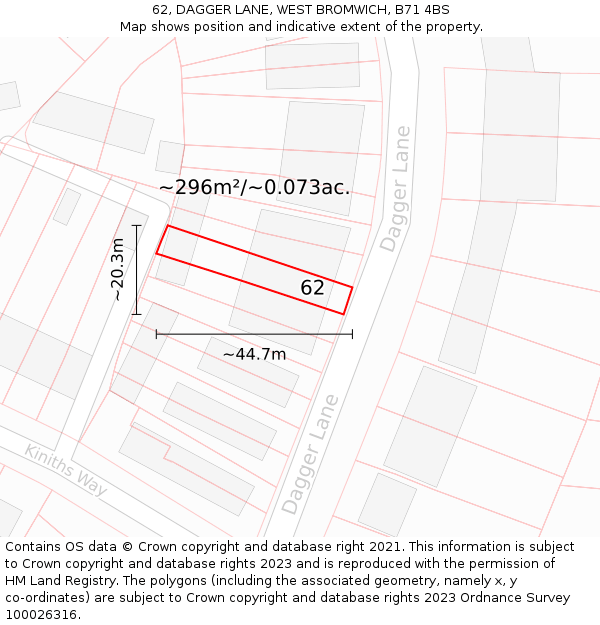 62, DAGGER LANE, WEST BROMWICH, B71 4BS: Plot and title map