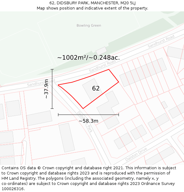 62, DIDSBURY PARK, MANCHESTER, M20 5LJ: Plot and title map