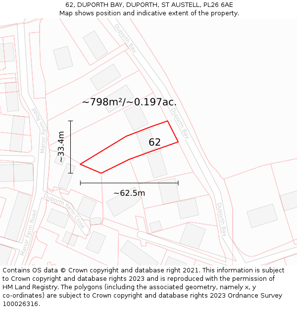 62, DUPORTH BAY, DUPORTH, ST AUSTELL, PL26 6AE: Plot and title map