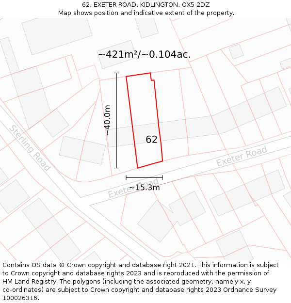 62, EXETER ROAD, KIDLINGTON, OX5 2DZ: Plot and title map