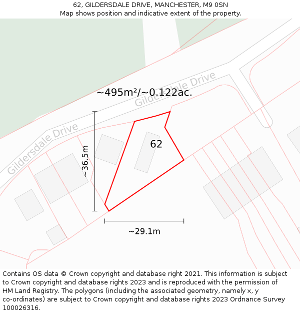 62, GILDERSDALE DRIVE, MANCHESTER, M9 0SN: Plot and title map