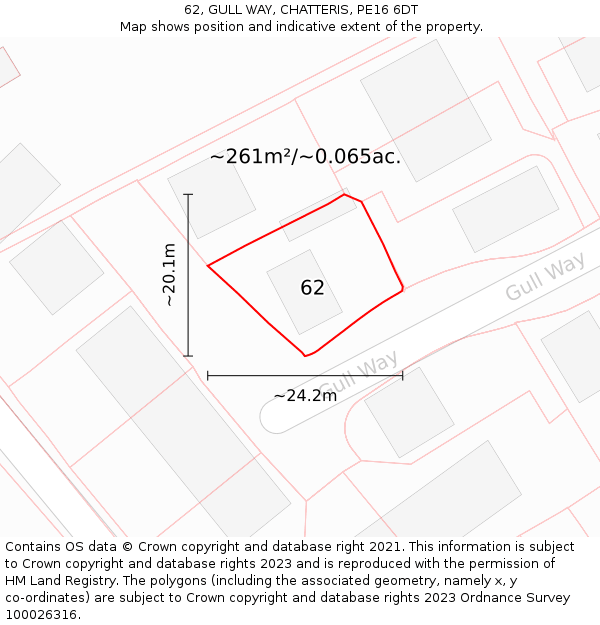 62, GULL WAY, CHATTERIS, PE16 6DT: Plot and title map
