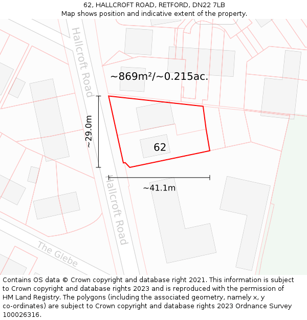 62, HALLCROFT ROAD, RETFORD, DN22 7LB: Plot and title map