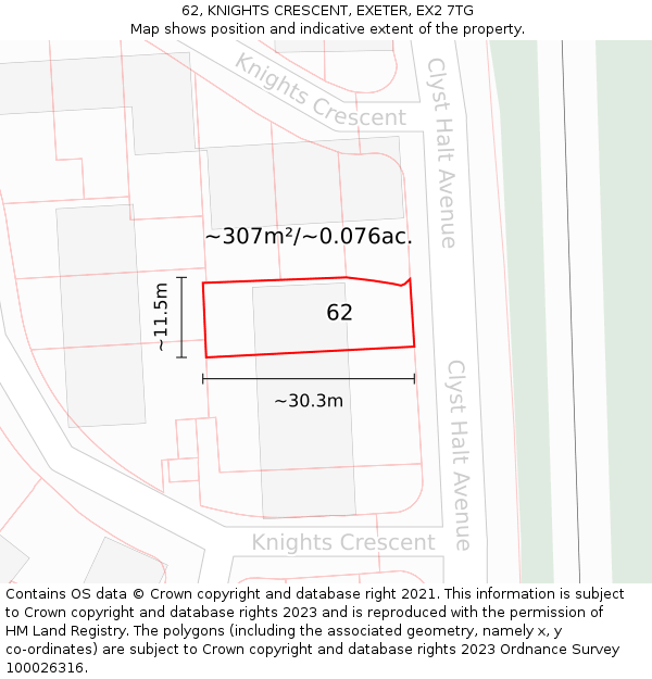 62, KNIGHTS CRESCENT, EXETER, EX2 7TG: Plot and title map
