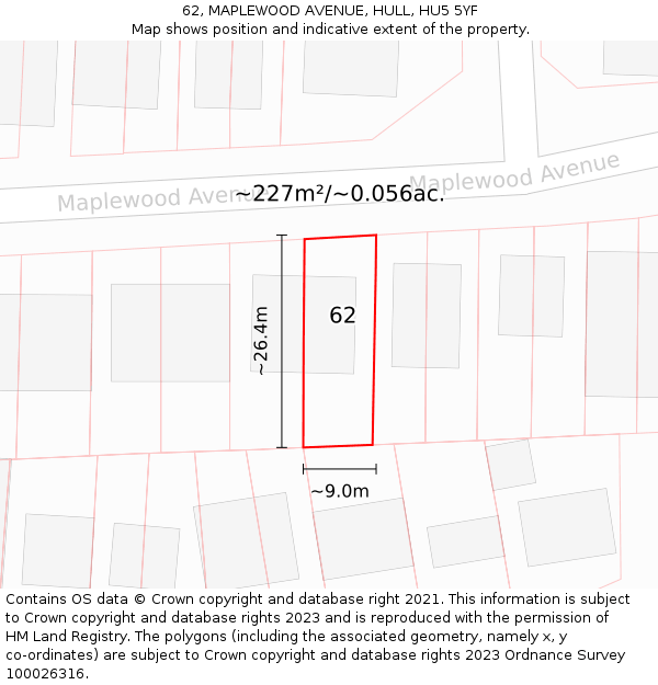 62, MAPLEWOOD AVENUE, HULL, HU5 5YF: Plot and title map