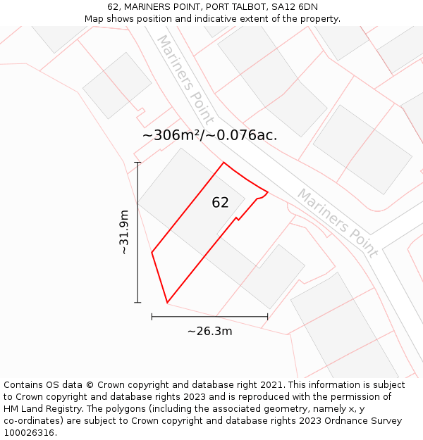 62, MARINERS POINT, PORT TALBOT, SA12 6DN: Plot and title map