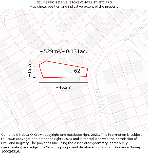 62, MERRION DRIVE, STOKE-ON-TRENT, ST6 7PQ: Plot and title map