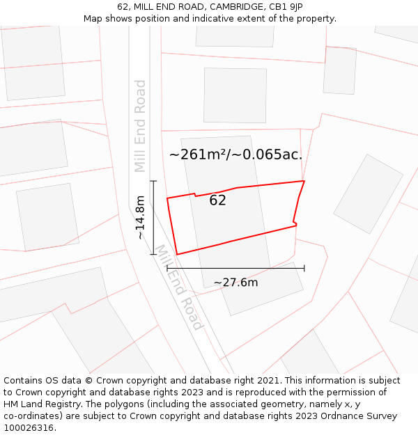 62, MILL END ROAD, CAMBRIDGE, CB1 9JP: Plot and title map