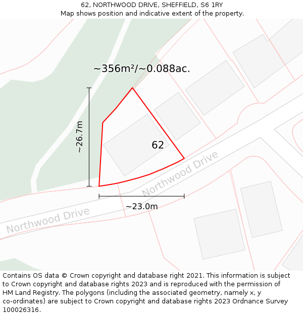 62, NORTHWOOD DRIVE, SHEFFIELD, S6 1RY: Plot and title map