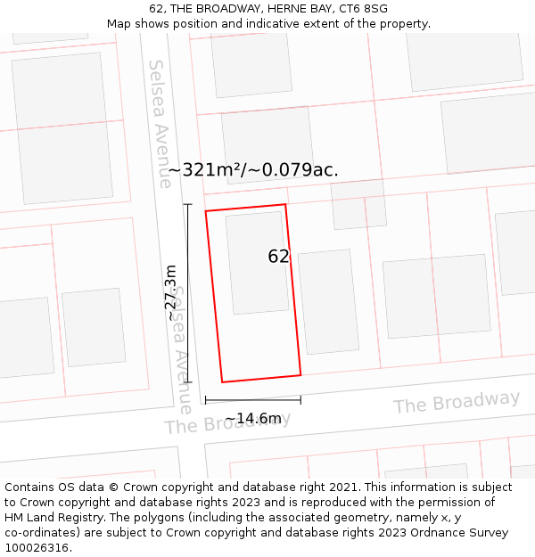 62, THE BROADWAY, HERNE BAY, CT6 8SG: Plot and title map