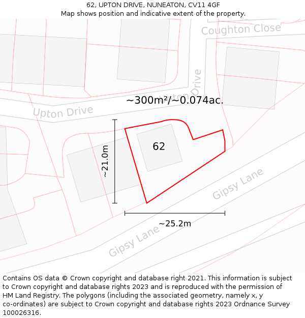 62, UPTON DRIVE, NUNEATON, CV11 4GF: Plot and title map