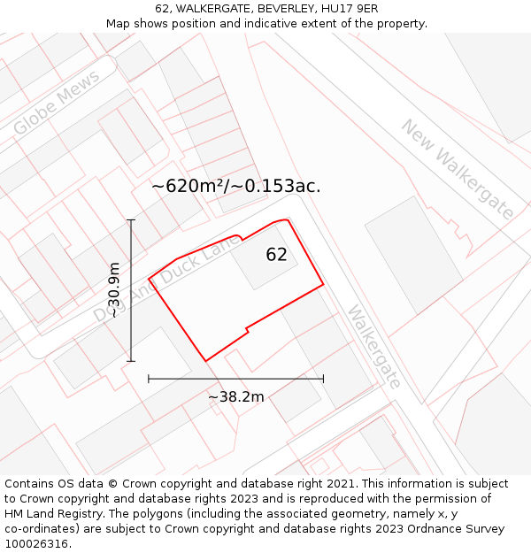 62, WALKERGATE, BEVERLEY, HU17 9ER: Plot and title map