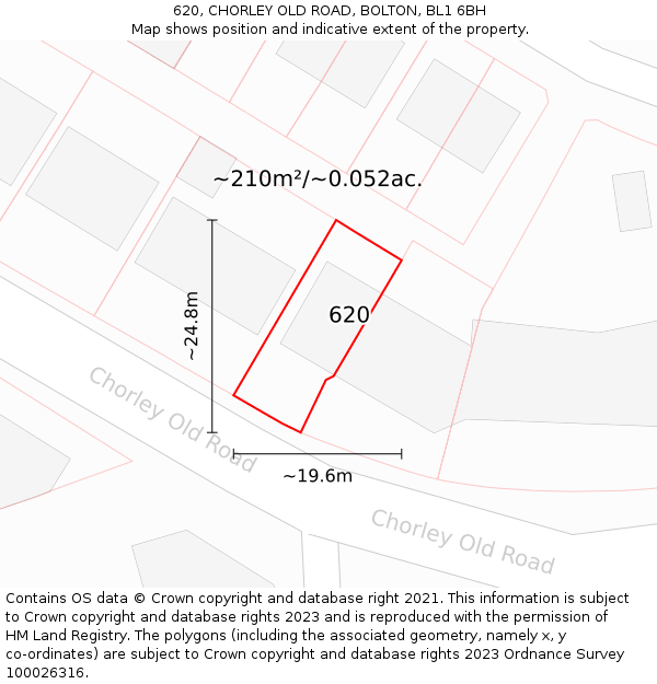 620, CHORLEY OLD ROAD, BOLTON, BL1 6BH: Plot and title map
