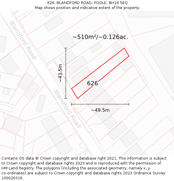 626, BLANDFORD ROAD, POOLE, BH16 5EQ: Plot and title map